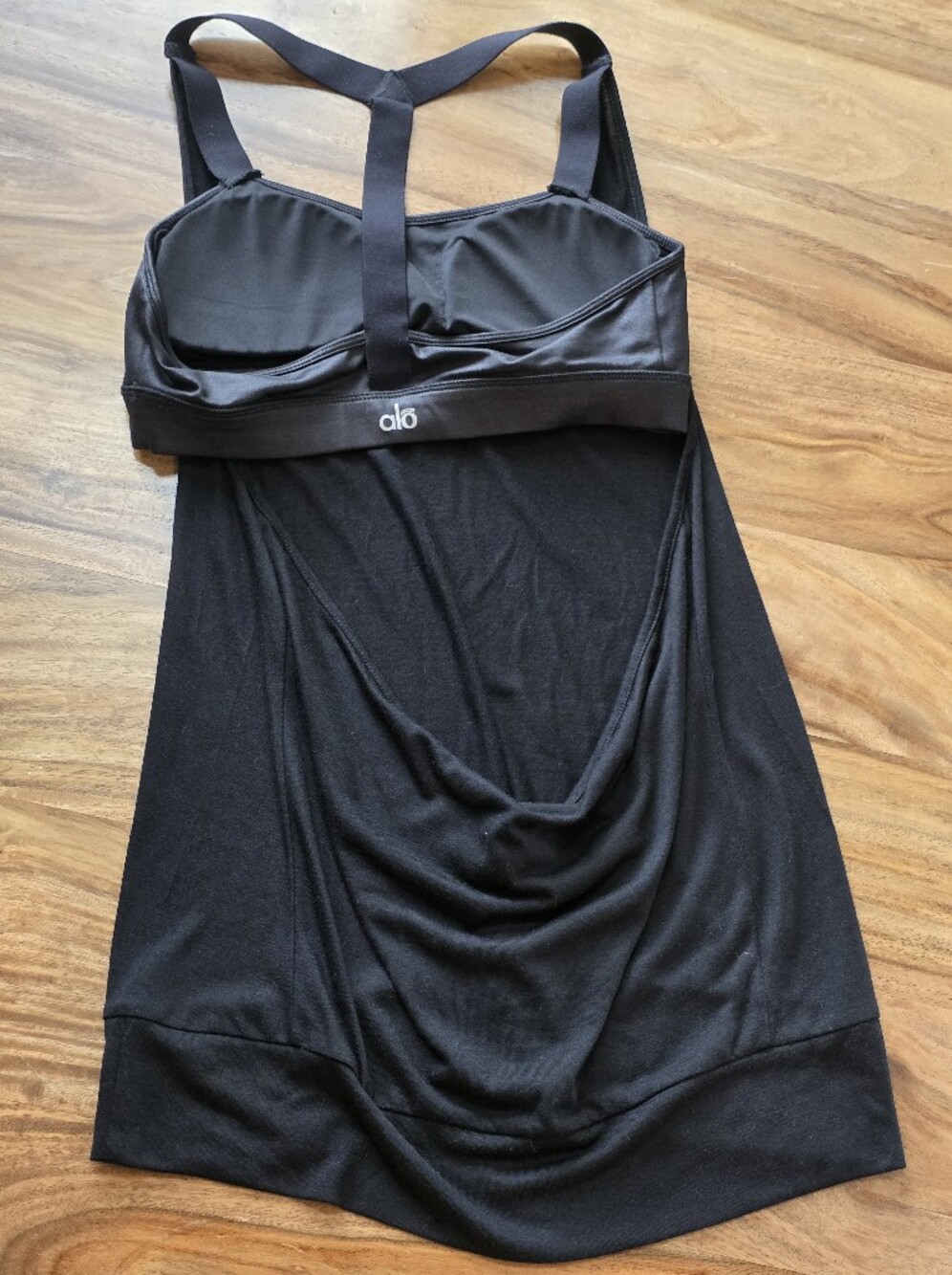 Alo Yoga 2-in-1 draped open-backtank top In Black, Women's Size Medium